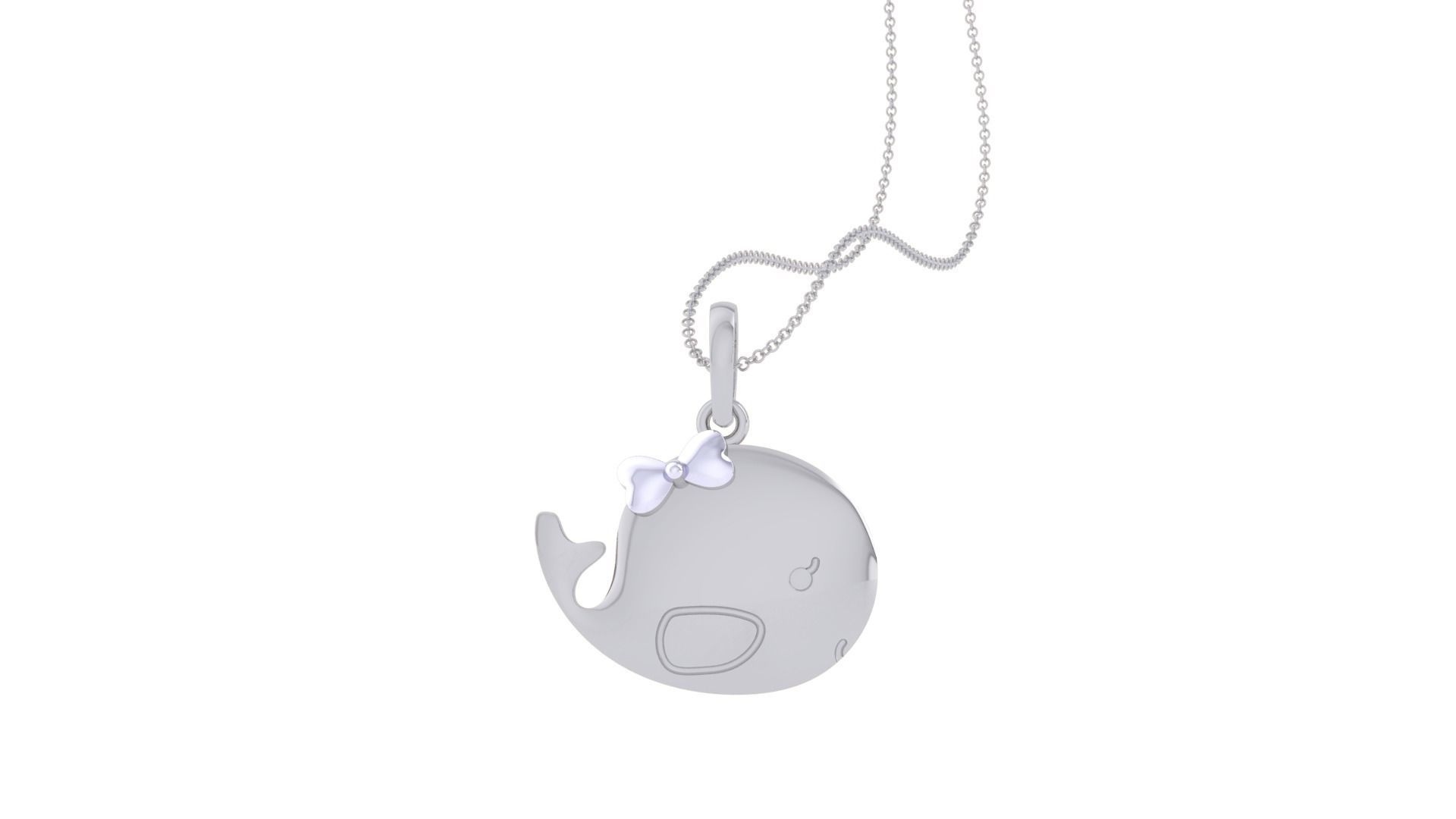 Whale Pendant – 18K White Gold