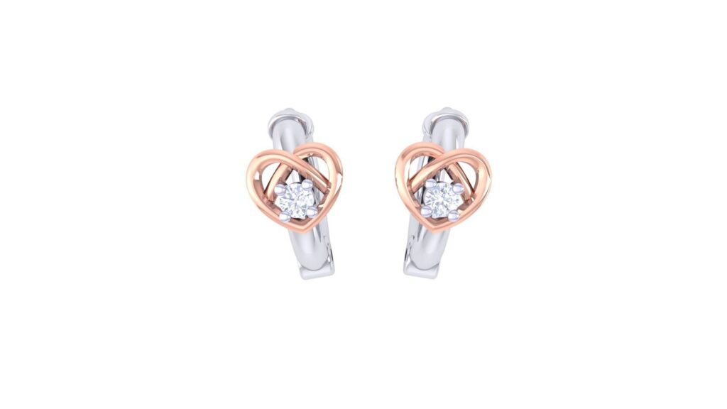 Love Hoop Earrings – 18K Rose Gold, White Gold – 0.02ct