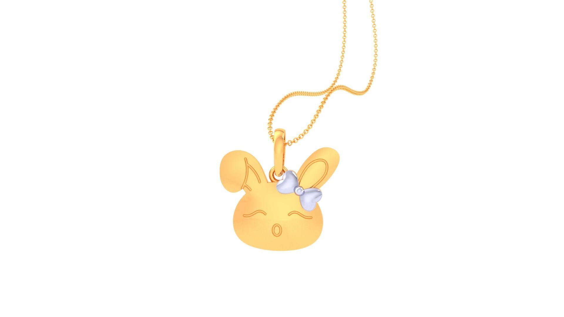 Rabbit Pendant – 18K Gold, White Gold