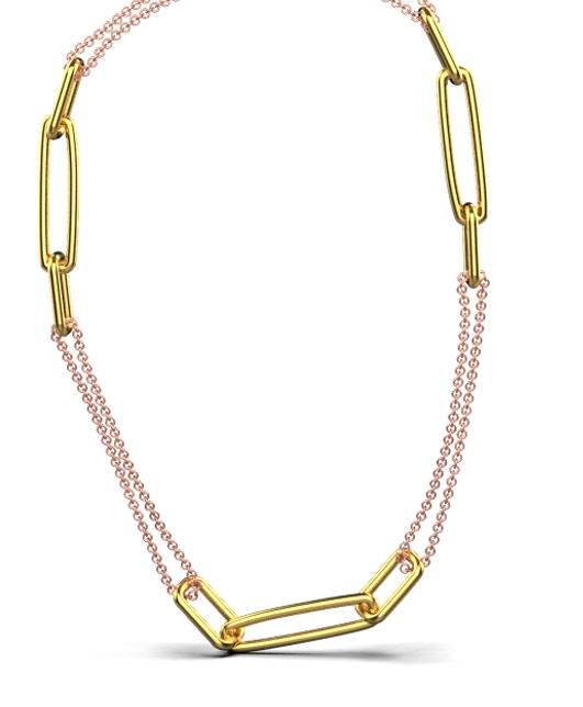 Parallel Chain Necklace – 18K Rose Gold, Gold Rhodium Plated Parallel Chain Necklace – 18K Rose Gold, Gold Rhodium Plated