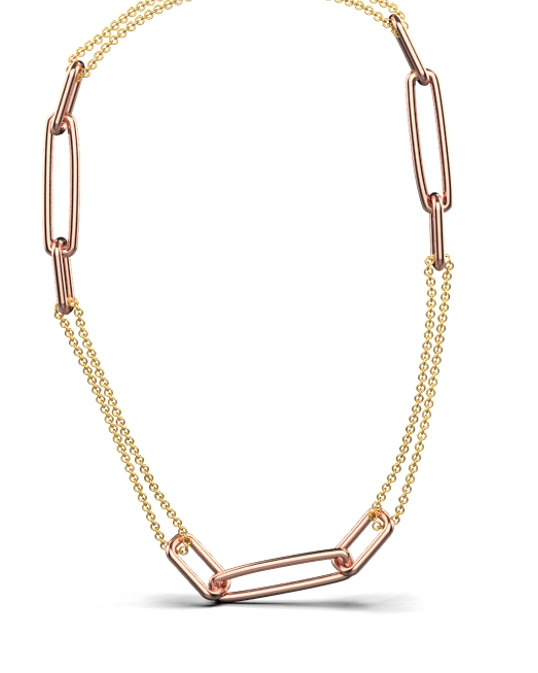 Parallel Chain Necklace II – 18K Rose Gold, Gold Rhodium Plated