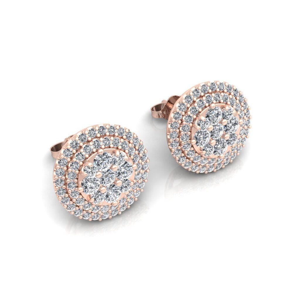 Round Stud Diamond Earrings – 18K Rose Gold – 0.88ct