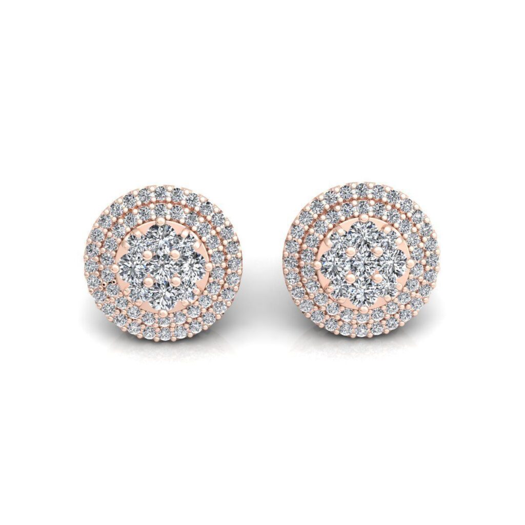 Round Stud Diamond Earrings – 18K Rose Gold – 0.88ct