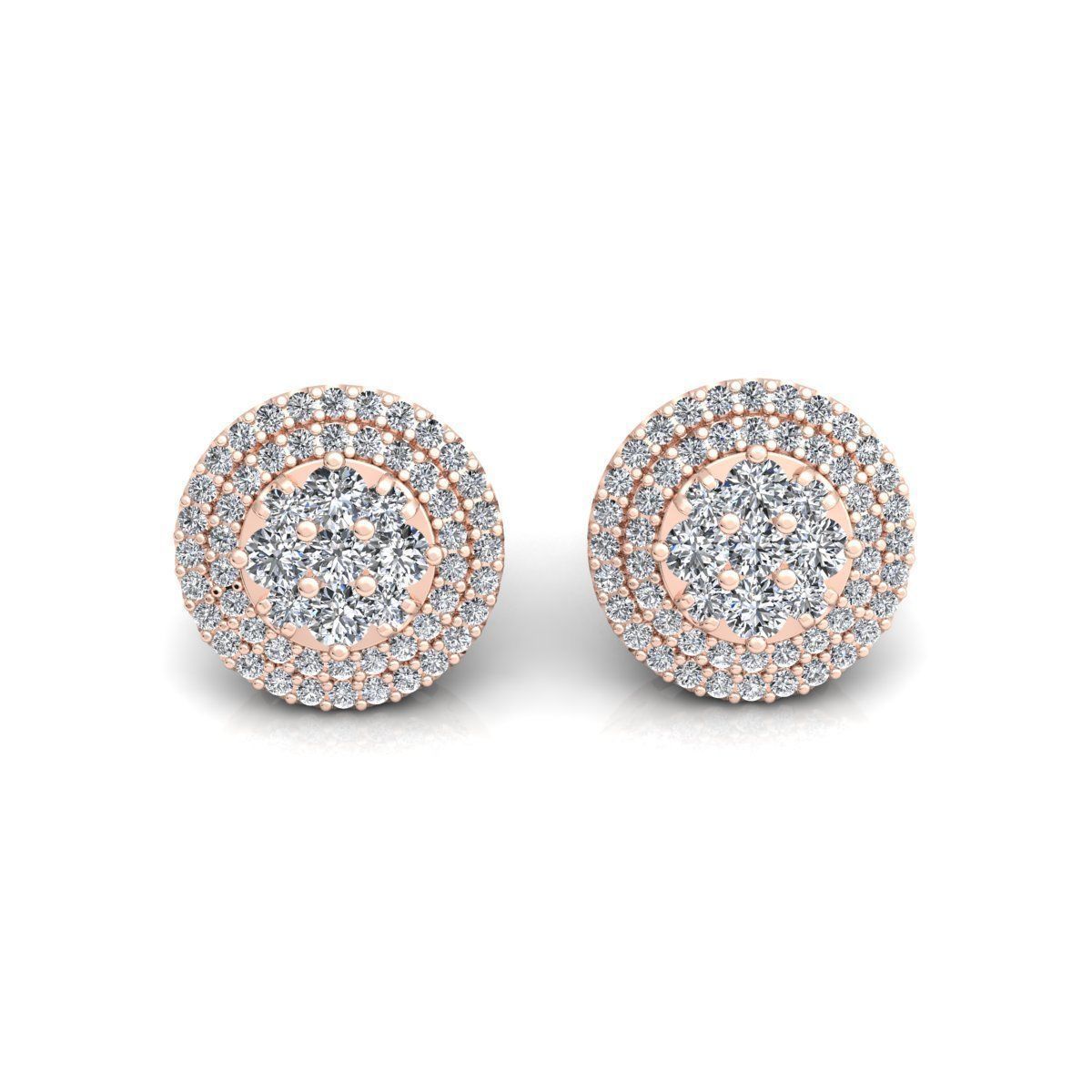 Round Stud Diamond Earrings – 18K Rose Gold – 0.88ct