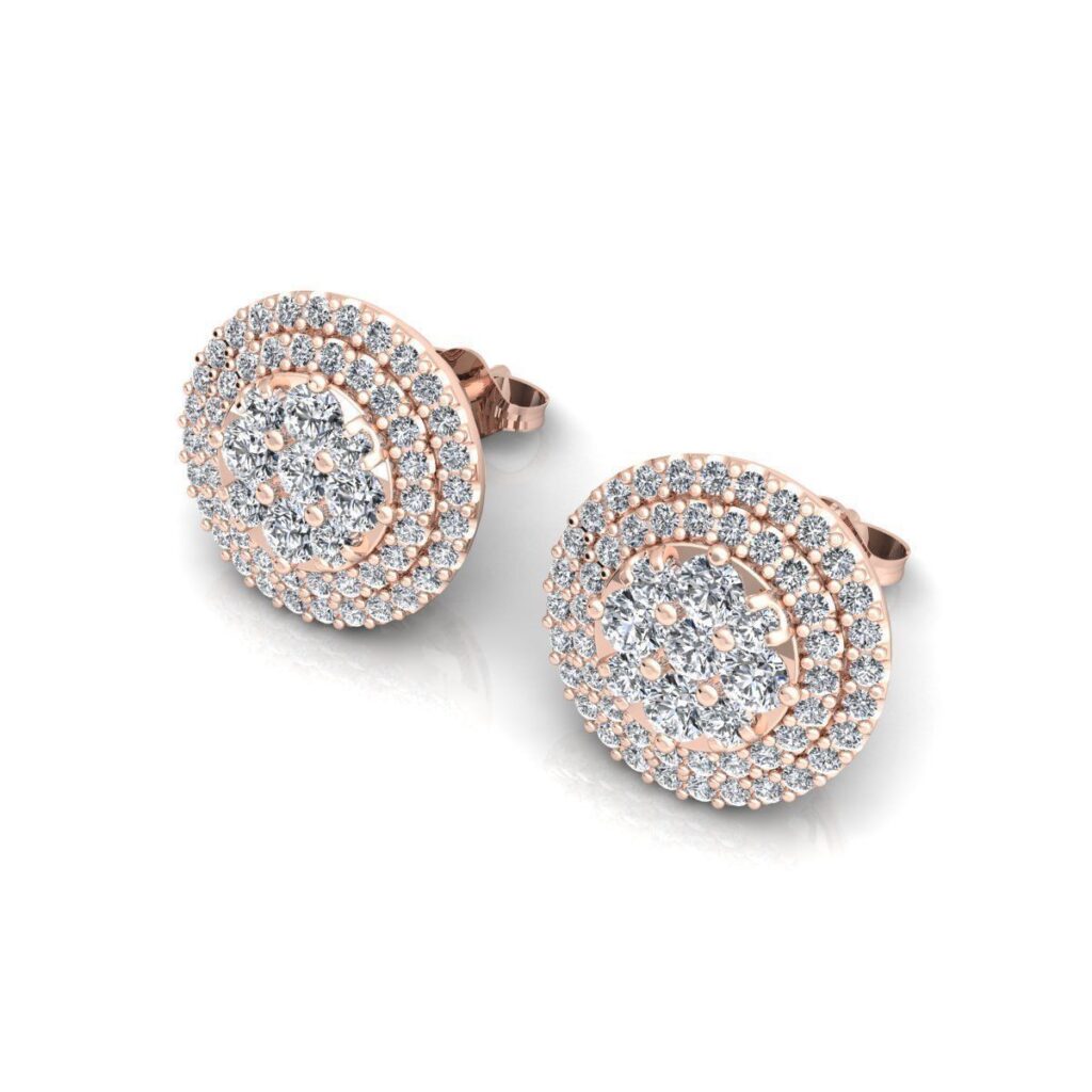 Round Stud Diamond Earrings – 18K Rose Gold – 0.88ct