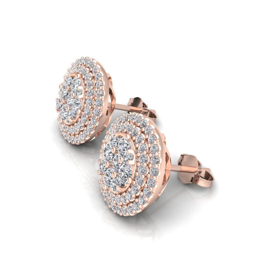Round Stud Diamond Earrings – 18K Rose Gold – 0.88ct