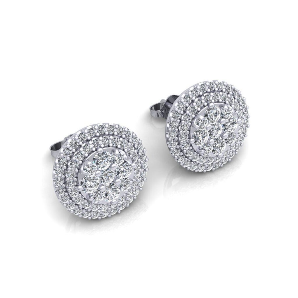 Round Stud Diamond Earrings – Platinum – 0.88ct
