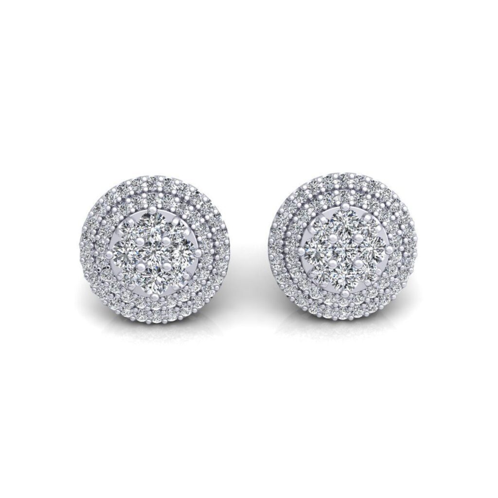Round Stud Diamond Earrings – Platinum – 0.88ct