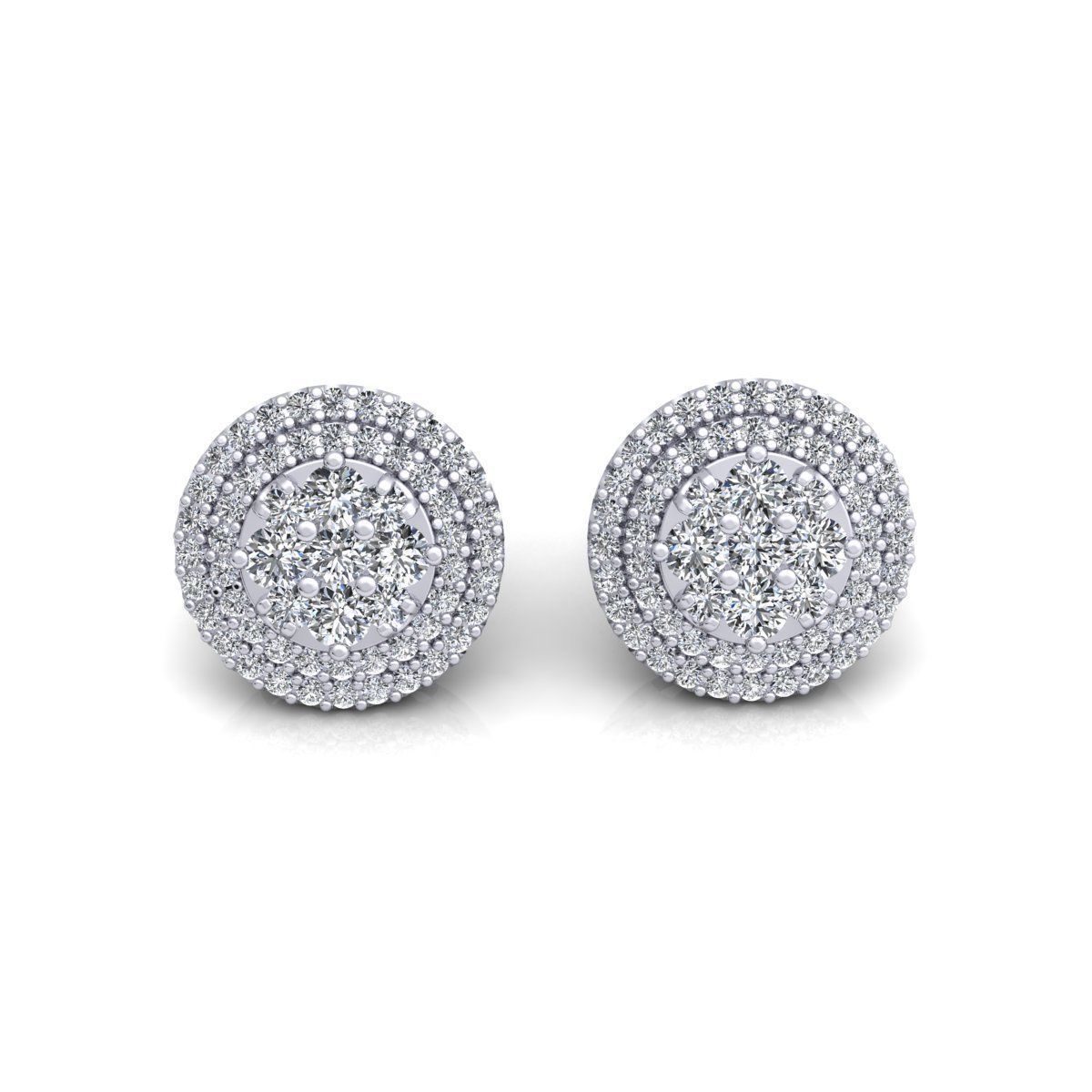 Round Stud Diamond Earrings – Platinum – 0.88ct