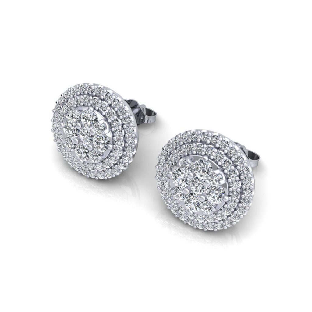 Round Stud Diamond Earrings – Platinum – 0.88ct