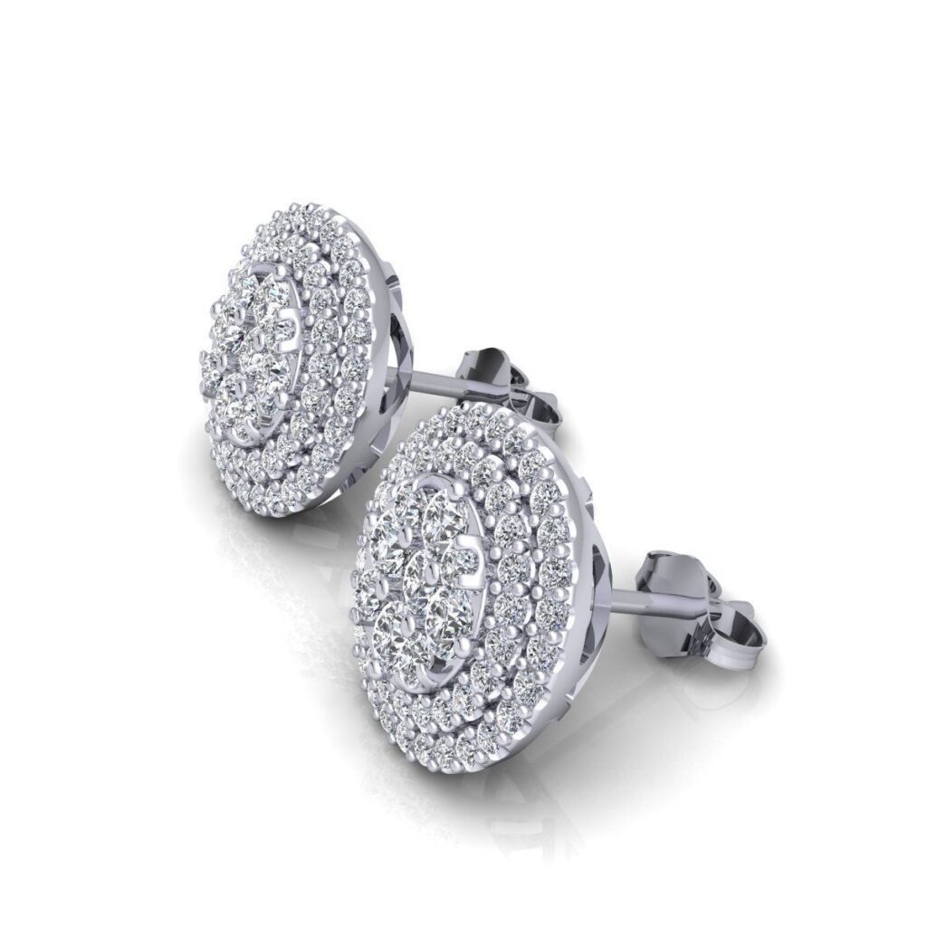 Round Stud Diamond Earrings – Platinum – 0.88ct