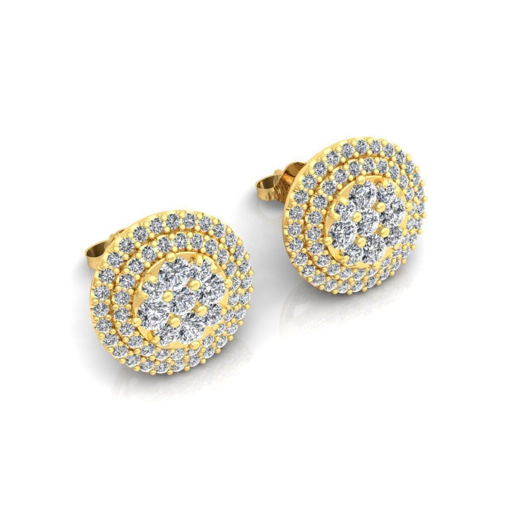Round Stud Diamond Earrings – 18K Gold – 0.88ct