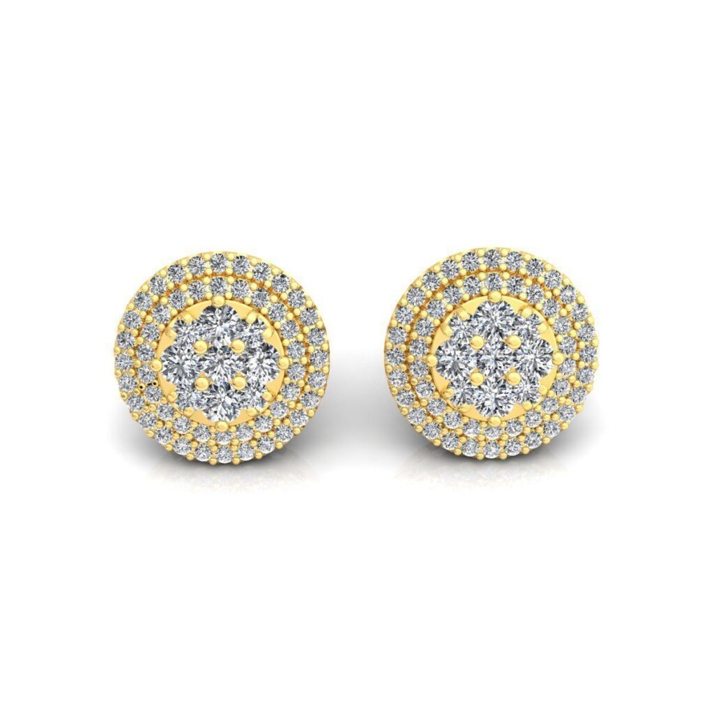 Round Stud Diamond Earrings – 18K Gold – 0.88ct