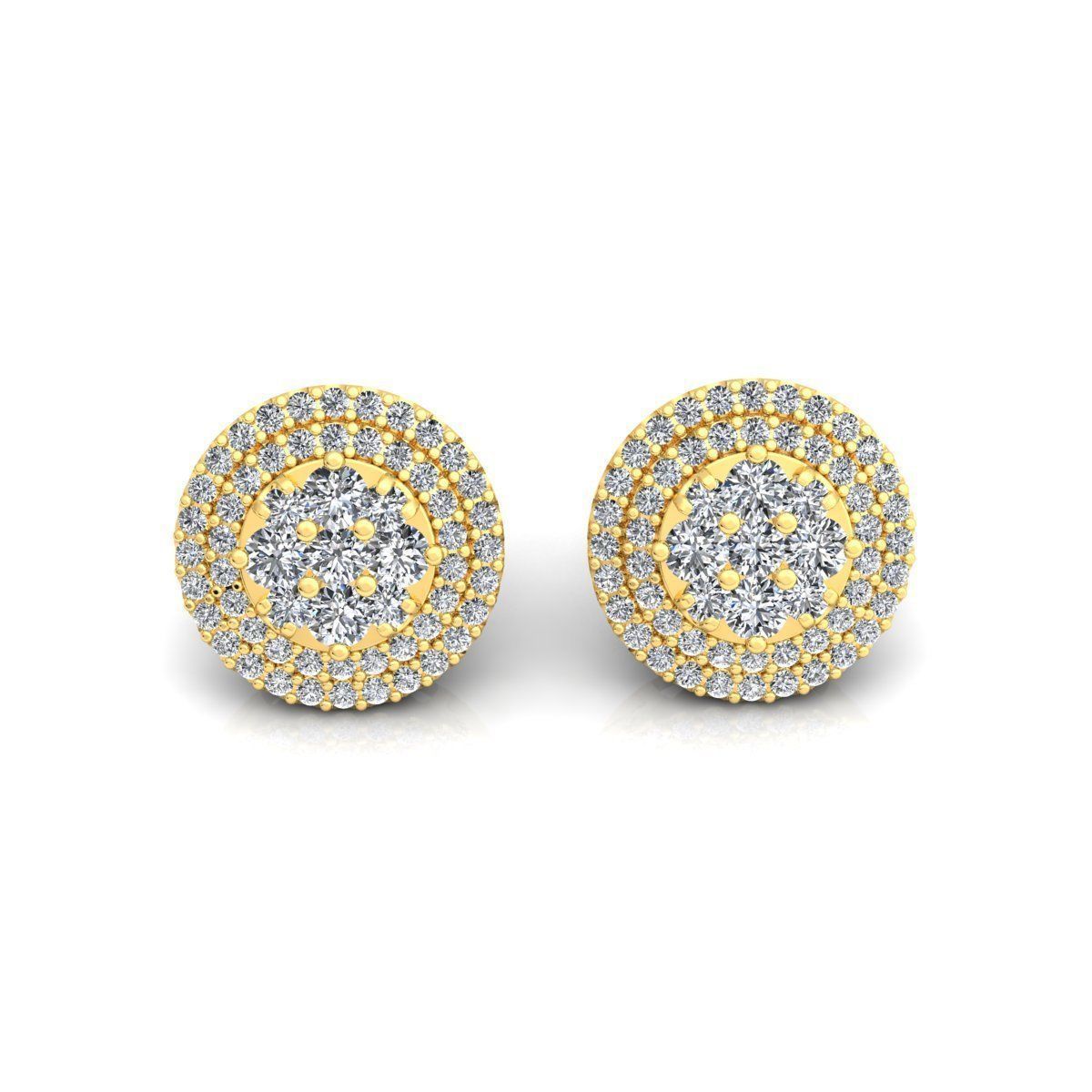 Round Stud Diamond Earrings – 18K Gold – 0.88ct