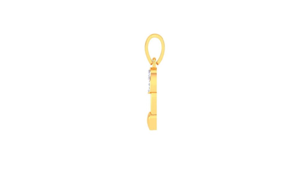 Safety Pin Pendant – 18K Gold – 0.03ct