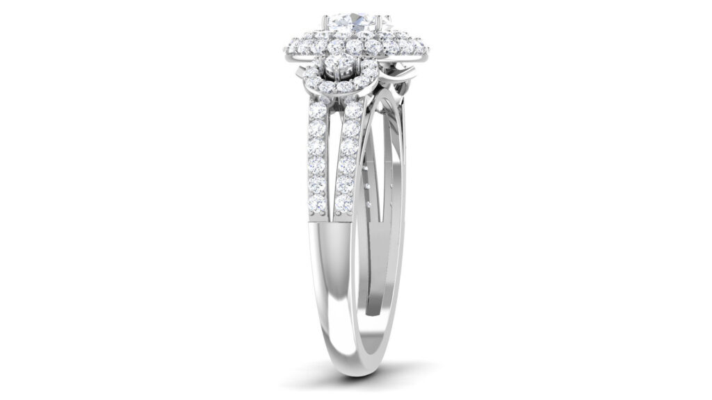 Halo Platinum Round Brilliant Cut Wedding Engagement Ring 1.27ct