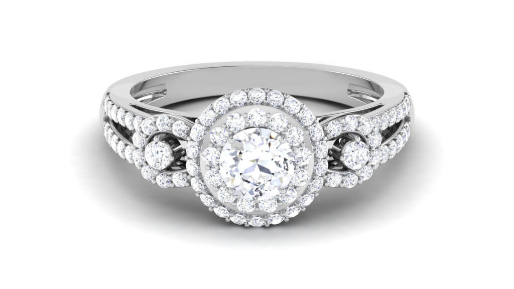 Halo Platinum Round Brilliant Cut Wedding Engagement Ring 1.27ct