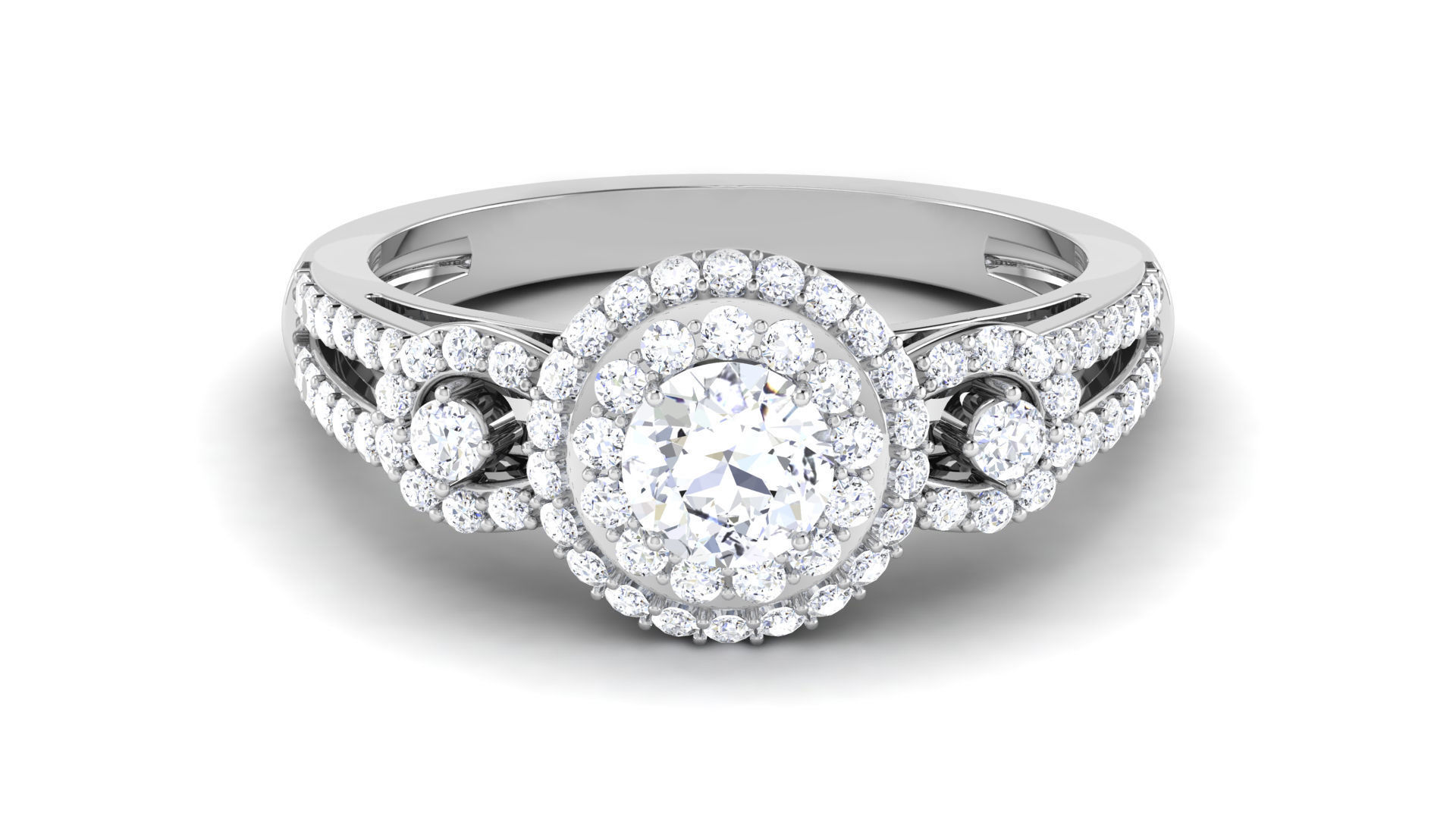 Halo Platinum Round Brilliant Cut Wedding Engagement Ring 1.27ct
