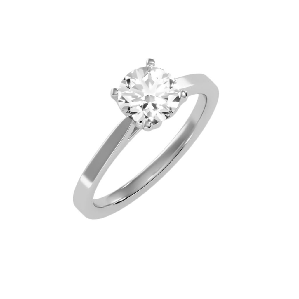 Round Brilliant Cut Wedding Engagement Ring 18K White Gold- 1.29ct