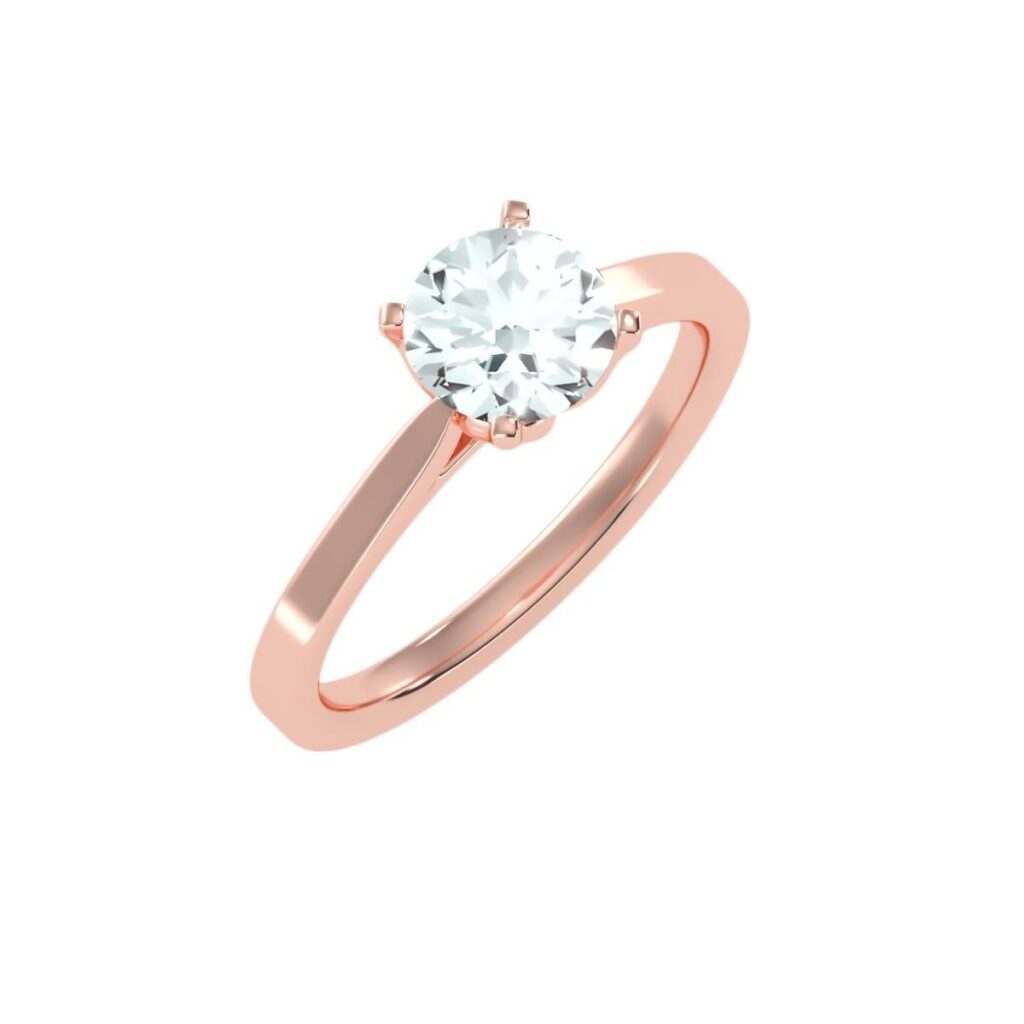 Round Brilliant Cut Wedding Engagement Ring 18K Rose Gold- 1.29ct