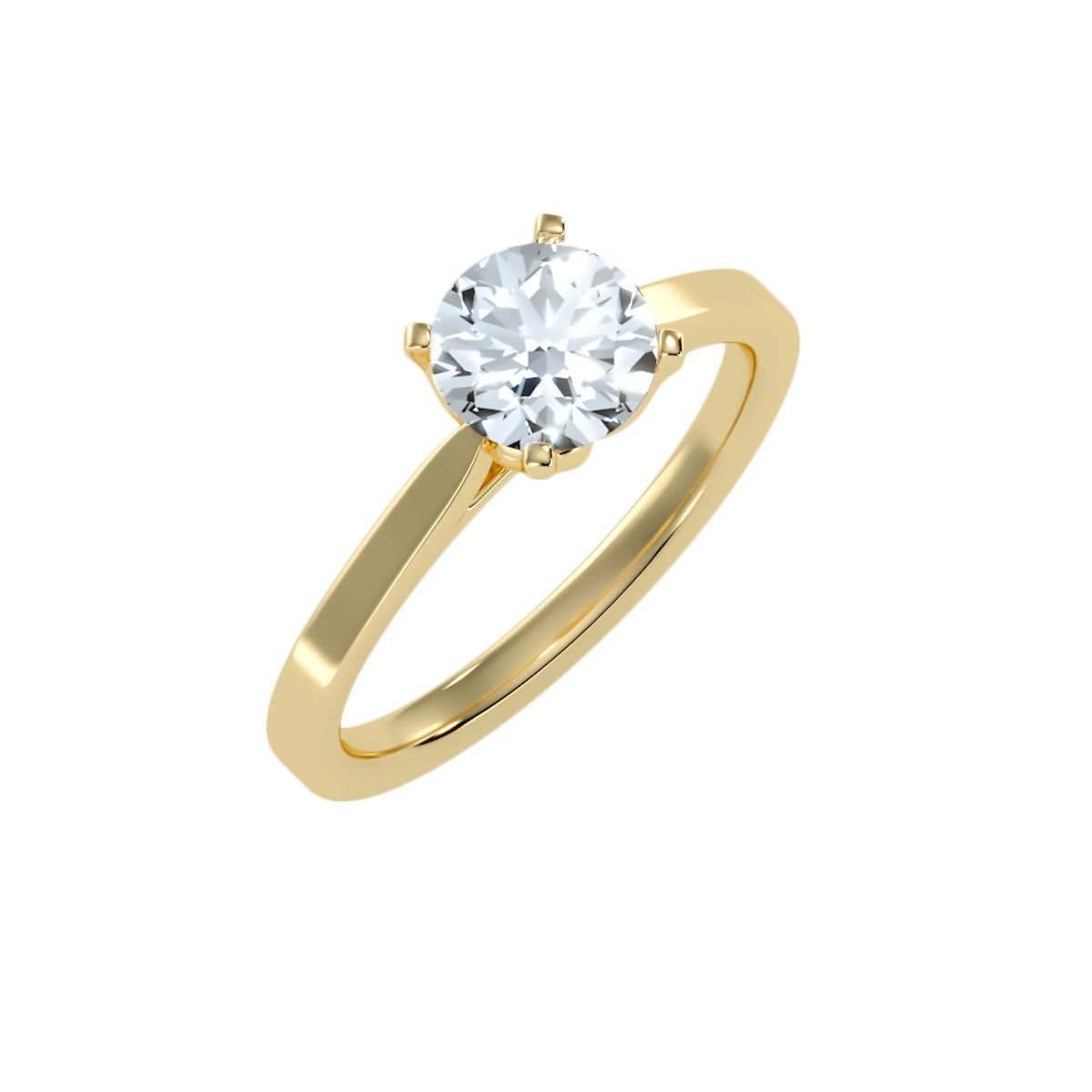 Round Brilliant Cut Wedding Engagement Ring 18K Gold- 1.29ct