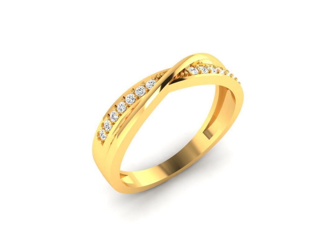 Twist Round Cut Wedding Engagement Ring 18K Gold- 0.07ct Twist Round Cut Wedding Engagement Ring 18K Gold- 0.07ct