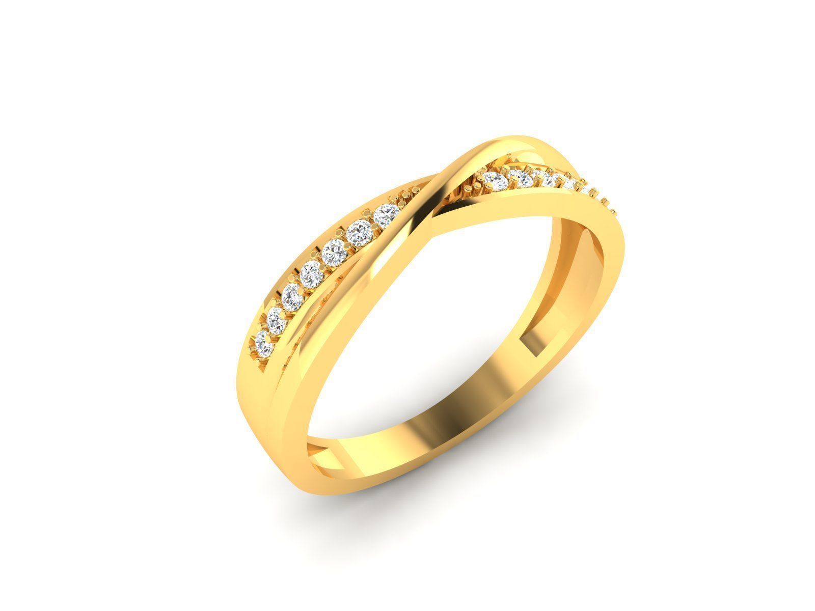 Twist Round Cut Wedding Engagement Ring 18K Gold- 0.07ct