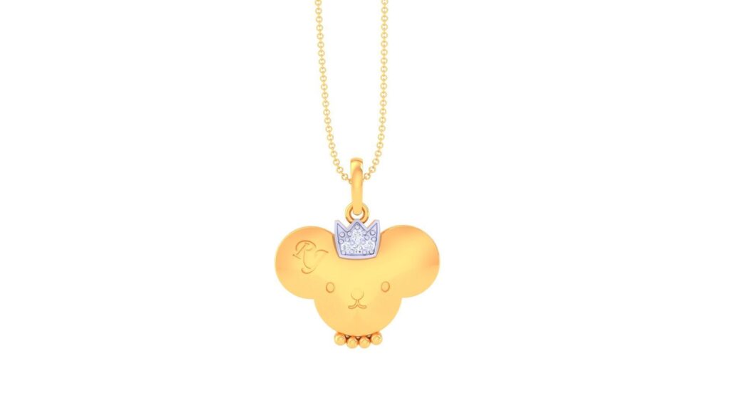 Teddy Kids Pendant II 18K Gold White Gold ODOZIAKUCHI
