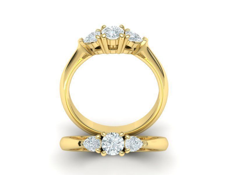 Trilogy Wedding Engagement Ring – 18K Gold 0.59ct Trilogy Wedding Engagement Ring – 18K Gold 0.59ct