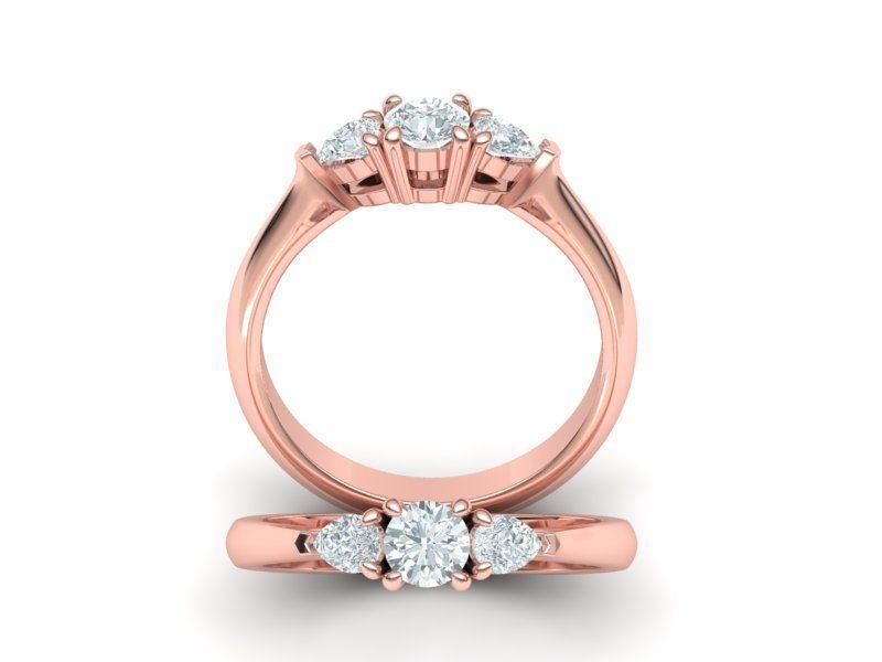 Trilogy Wedding Engagement Ring – 18K Rose Gold 0.59ct Trilogy Wedding Engagement Ring – 18K Rose Gold 0.59ct