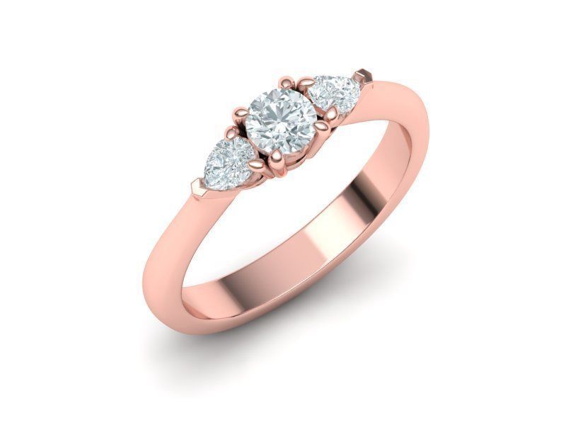 Trilogy Wedding Engagement Ring – 18K Rose Gold 0.59ct