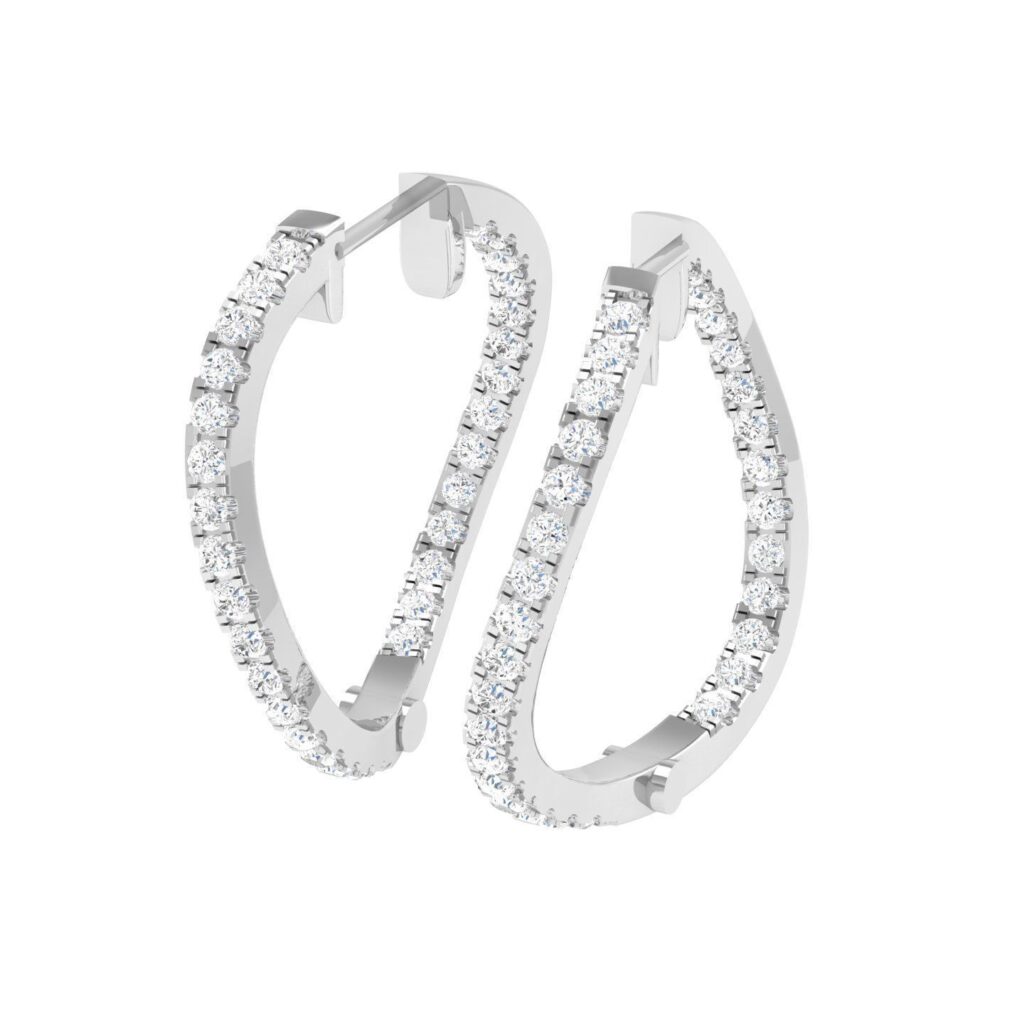Diamond Hoop Earrings – Platinum – 1.24ct