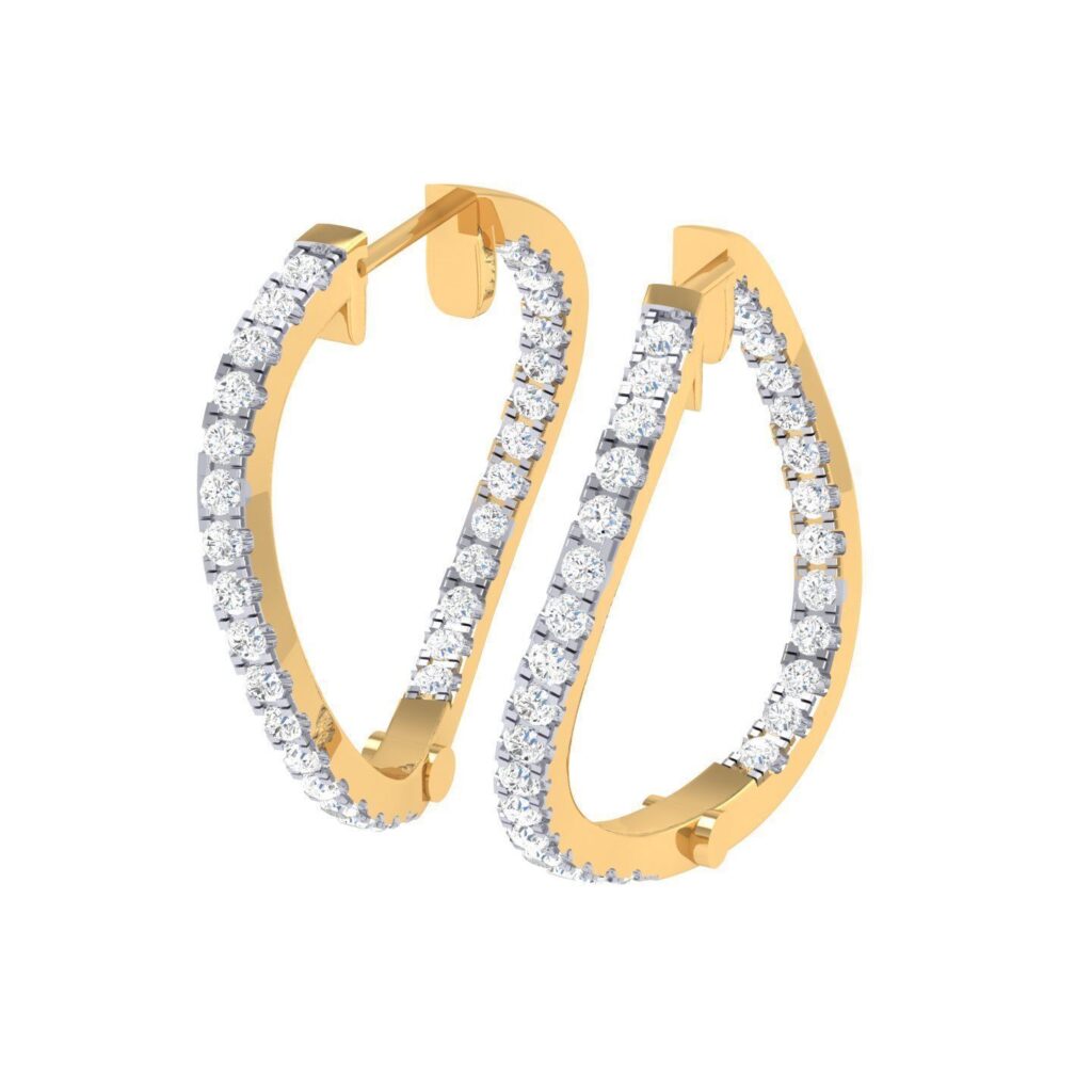 Diamond Hoop Earrings – 18K Gold – 1.24ct Diamond Hoop Earrings – 18K Gold – 1.24ct