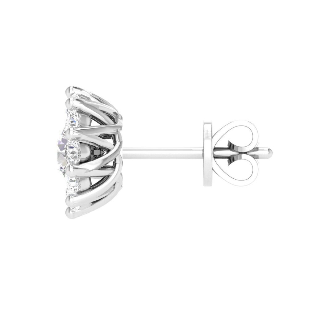 Flower Stud Diamond Earrings – Platinum – 1.7ct