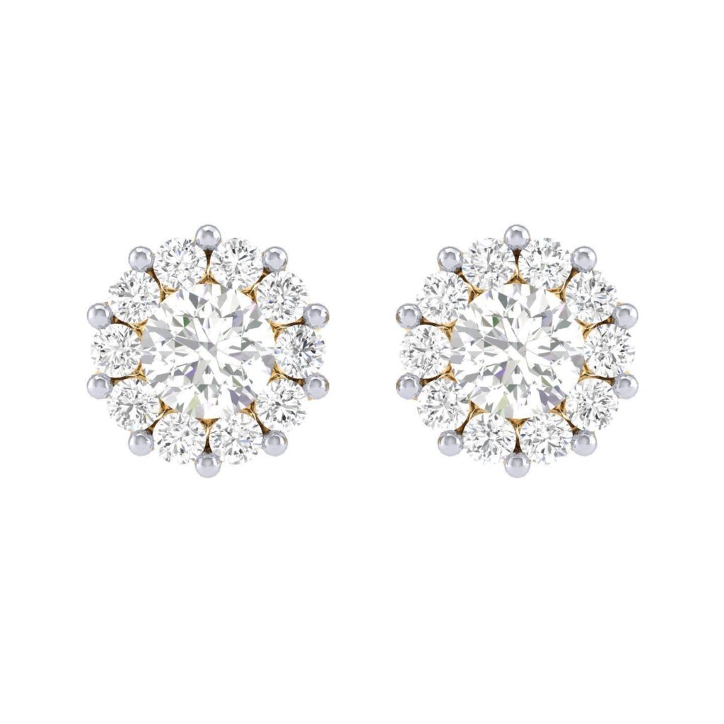 Flower Stud Diamond Earrings – 18K Gold – 1.7ct Flower Stud Diamond Earrings – 18K Gold – 1.7ct