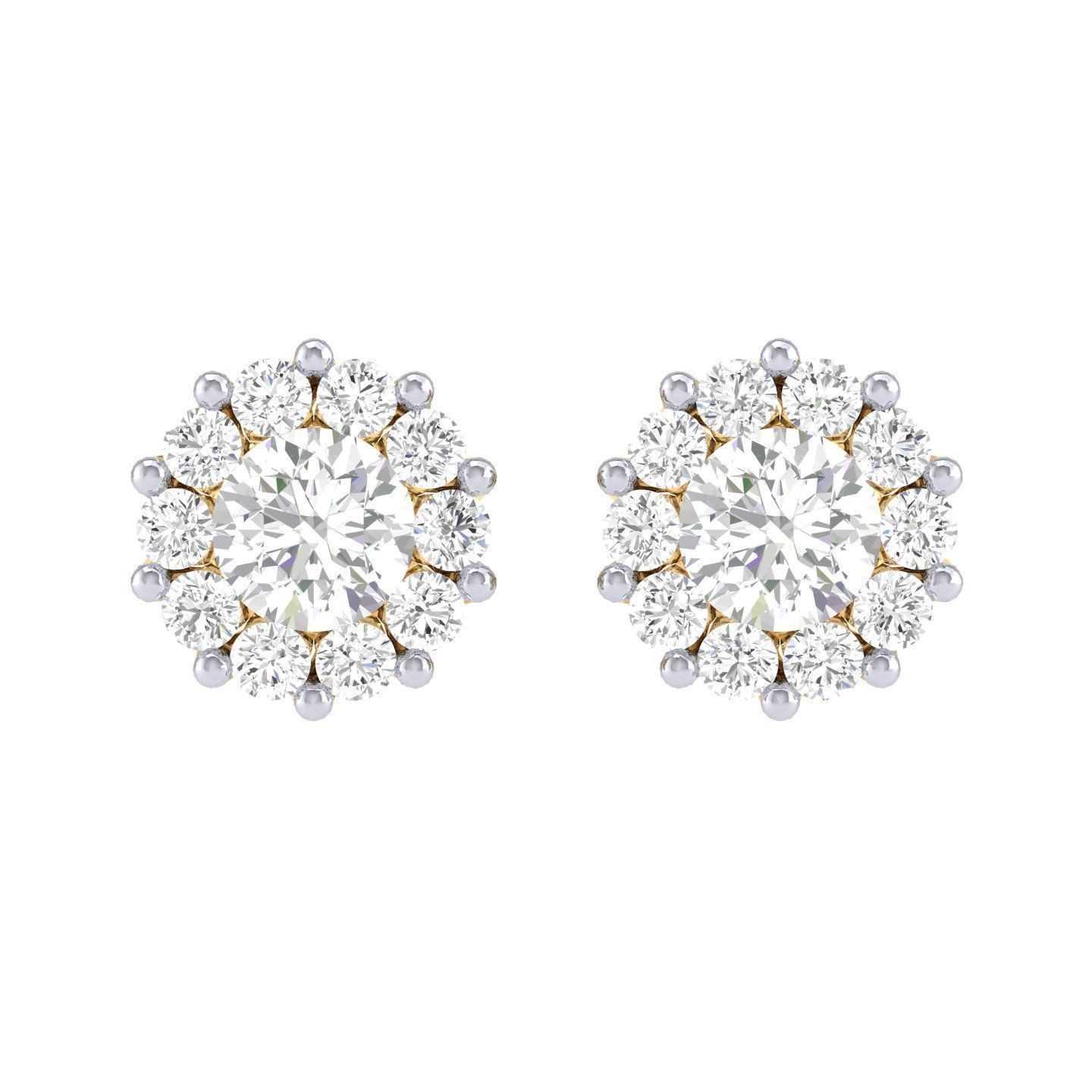 Flower Stud Diamond Earrings – 18K Gold – 1.7ct