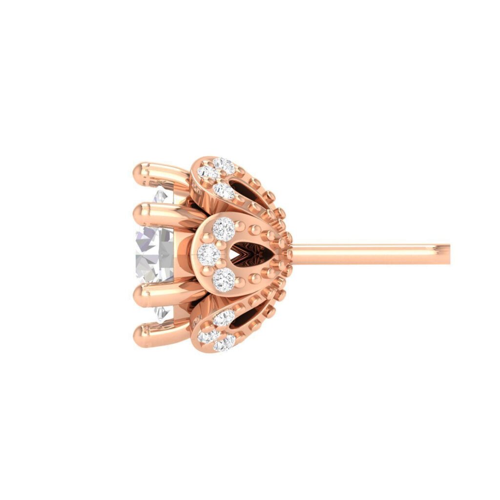 Rose Stud Diamond Earrings – 18K Rose Gold – 1.004ct