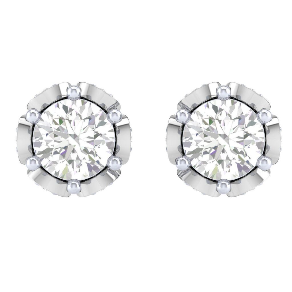 Rose Stud Diamond Earrings – Platinum – 1.004ct