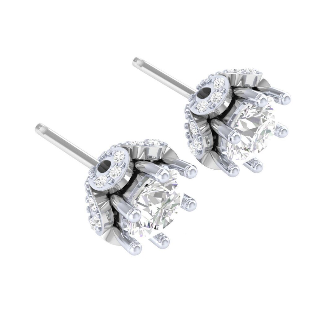 Rose Stud Diamond Earrings – Platinum – 1.004ct