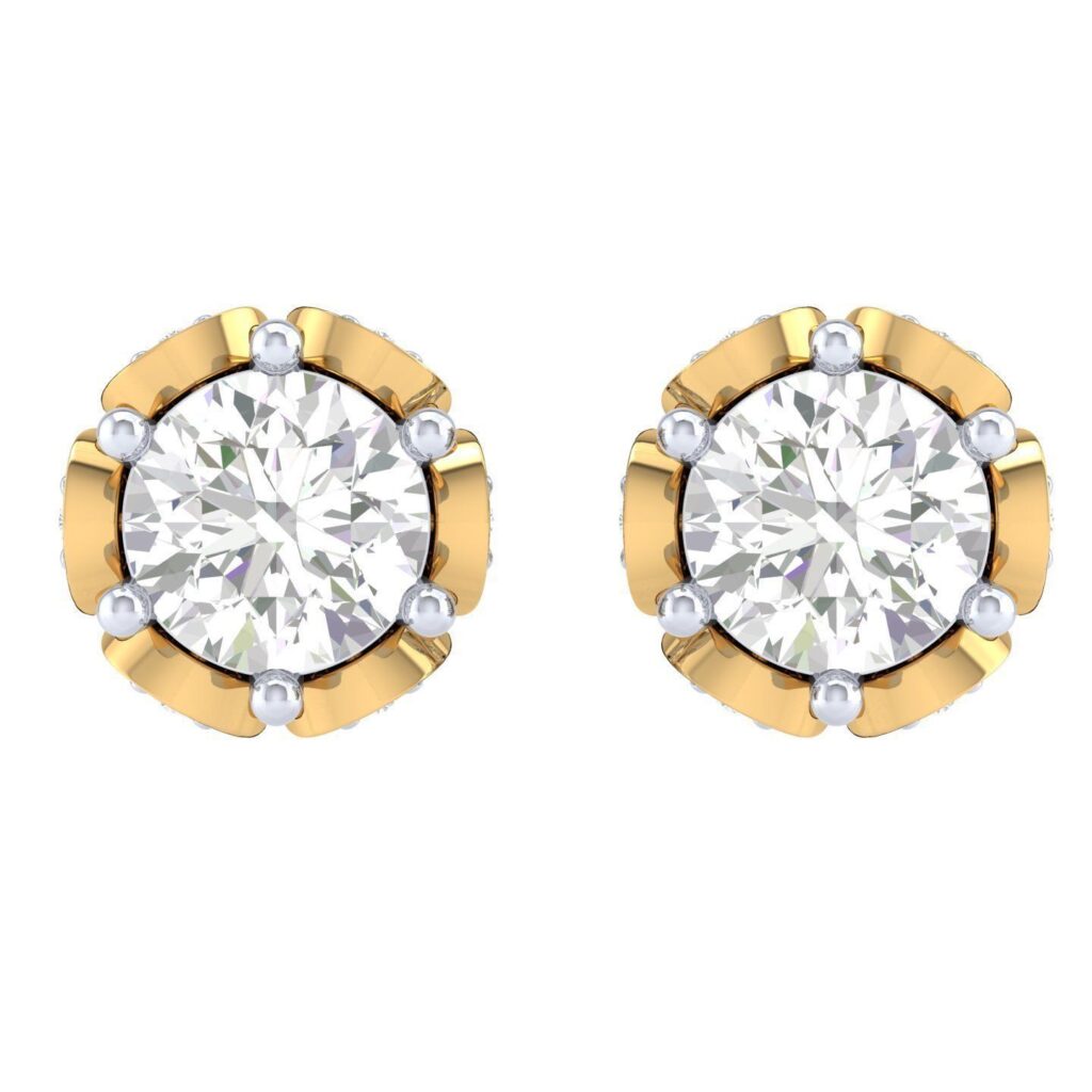 Rose Stud Diamond Earrings – 18K Gold – 1.004ct