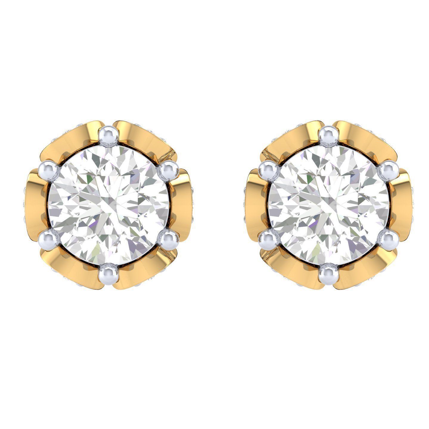 Rose Stud Diamond Earrings – 18K Gold – 1.004ct